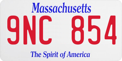 MA license plate 9NC854