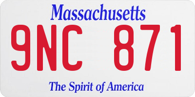 MA license plate 9NC871