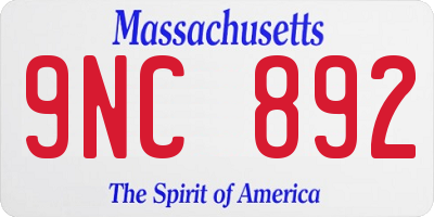 MA license plate 9NC892
