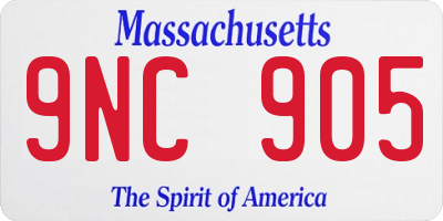 MA license plate 9NC905
