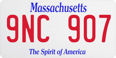 MA license plate 9NC907