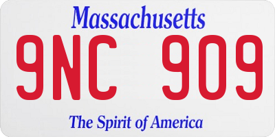 MA license plate 9NC909