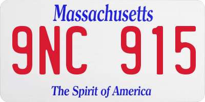 MA license plate 9NC915