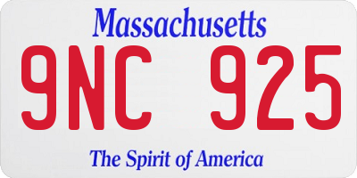 MA license plate 9NC925