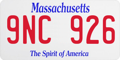 MA license plate 9NC926