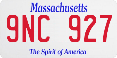 MA license plate 9NC927