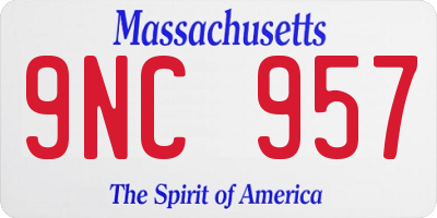MA license plate 9NC957