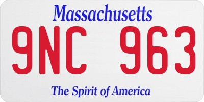 MA license plate 9NC963