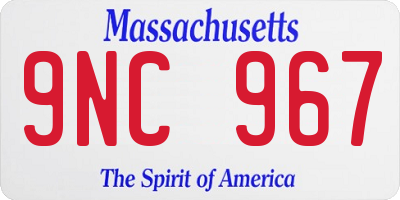 MA license plate 9NC967