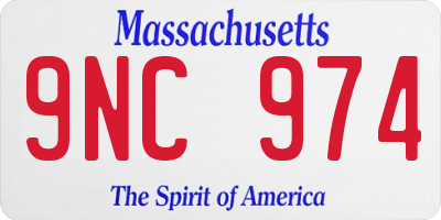 MA license plate 9NC974