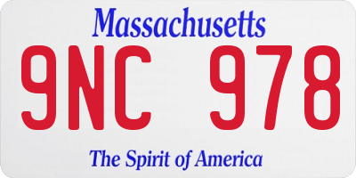 MA license plate 9NC978
