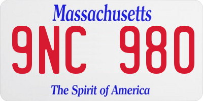 MA license plate 9NC980