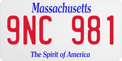 MA license plate 9NC981
