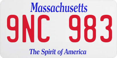MA license plate 9NC983