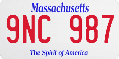 MA license plate 9NC987