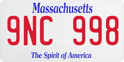 MA license plate 9NC998