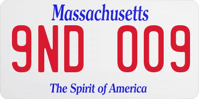 MA license plate 9ND009