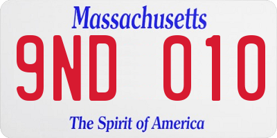 MA license plate 9ND010