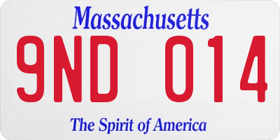 MA license plate 9ND014