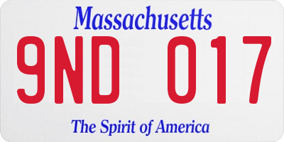 MA license plate 9ND017