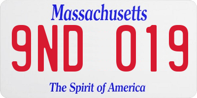 MA license plate 9ND019