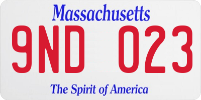 MA license plate 9ND023