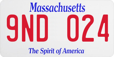MA license plate 9ND024