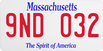 MA license plate 9ND032