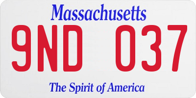 MA license plate 9ND037