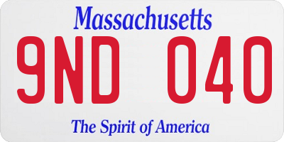 MA license plate 9ND040