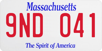 MA license plate 9ND041