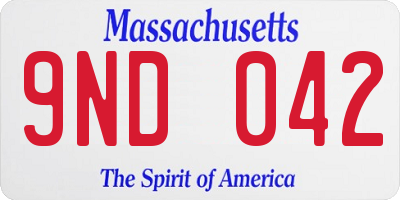 MA license plate 9ND042