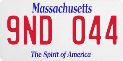 MA license plate 9ND044