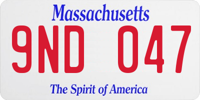 MA license plate 9ND047