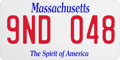 MA license plate 9ND048
