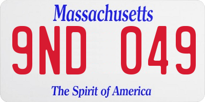 MA license plate 9ND049