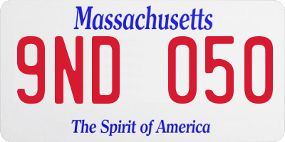 MA license plate 9ND050
