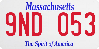 MA license plate 9ND053