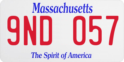 MA license plate 9ND057