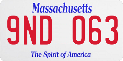 MA license plate 9ND063