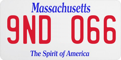 MA license plate 9ND066