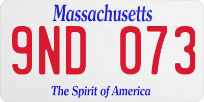 MA license plate 9ND073