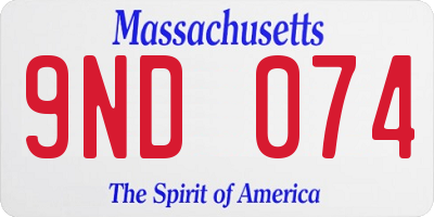MA license plate 9ND074