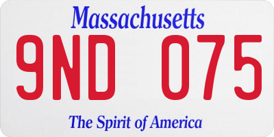 MA license plate 9ND075