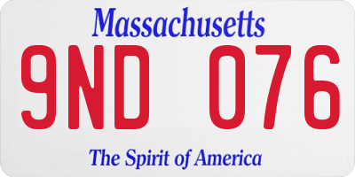 MA license plate 9ND076