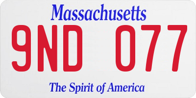 MA license plate 9ND077