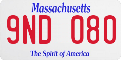 MA license plate 9ND080
