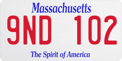 MA license plate 9ND102