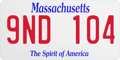 MA license plate 9ND104