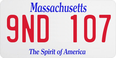 MA license plate 9ND107